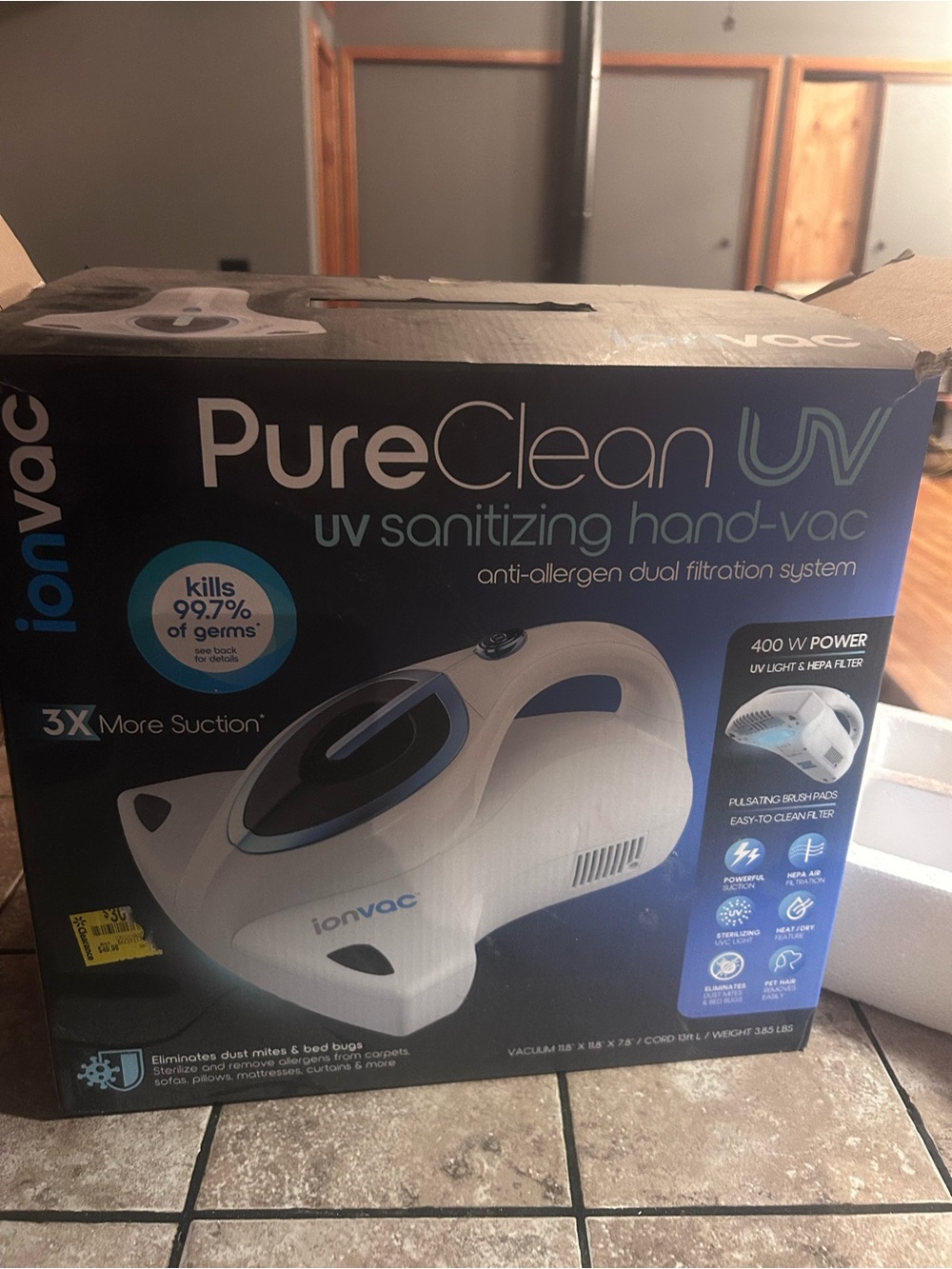 PureClean UV Sanitizing Hand-Vac in White and Blue